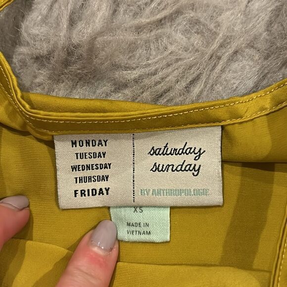 Anthropologie Saturday‎ Sunday women’s mustard polyester flowy tank top size xs - Picture 2 of 5
